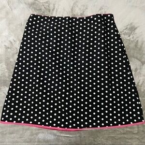 Sam TY Black & White Polka Dot A Line Side Zip Up Skirt Pink Trim Size 6